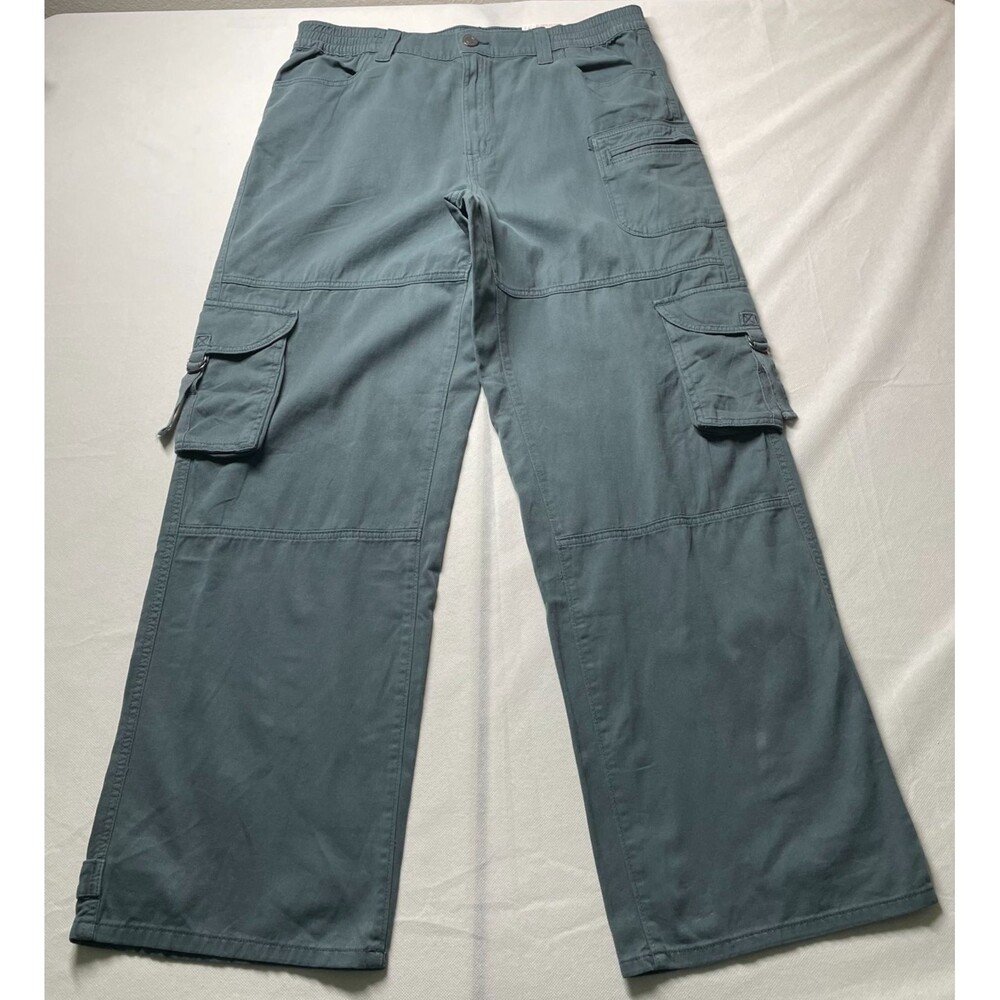 NWT SO Womens XL Long High Rise Wide Leg Cargo Pants Kayak Green Sage Cotton